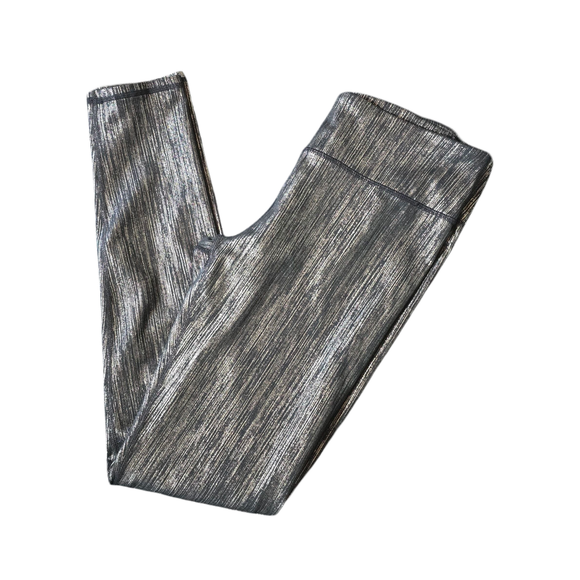 Fabletics Black & Silver High Waist Gym Leggings – Size S (size 8/10) – Polyester