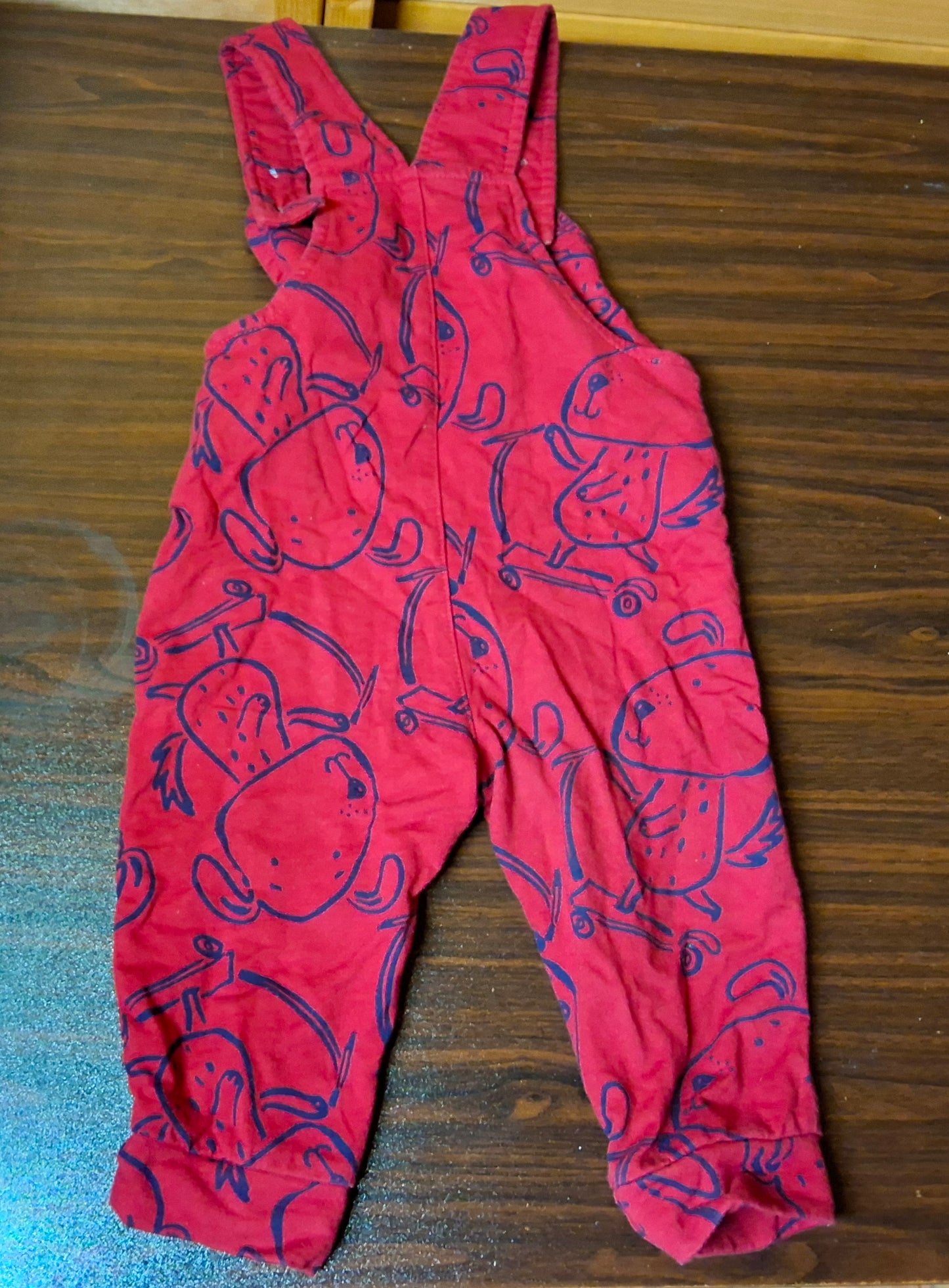 Studio Boys Red Dungarees – 9–12 Months – 100% Cotton