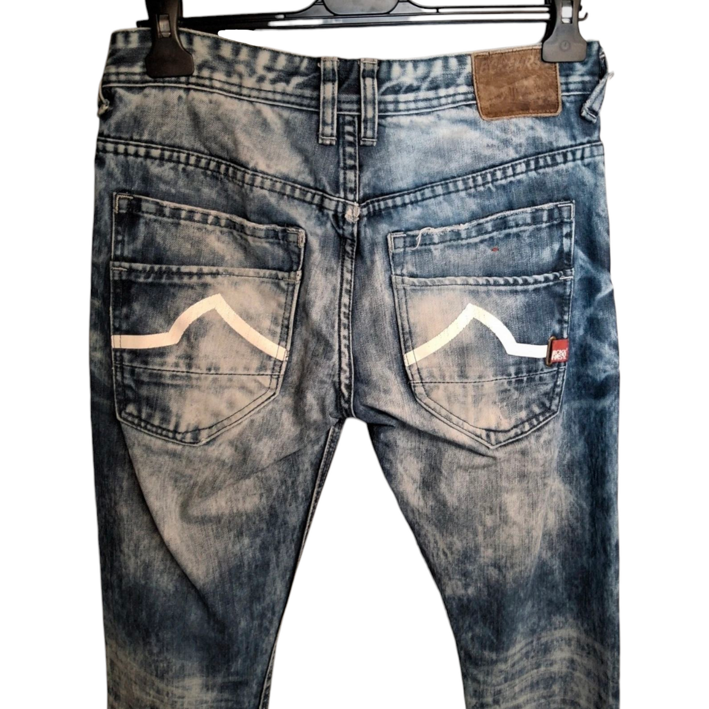 Beck & Hersey Men’s Slim Leg Jeans – Blue Acid Wash – W28 S – 100% Cotton