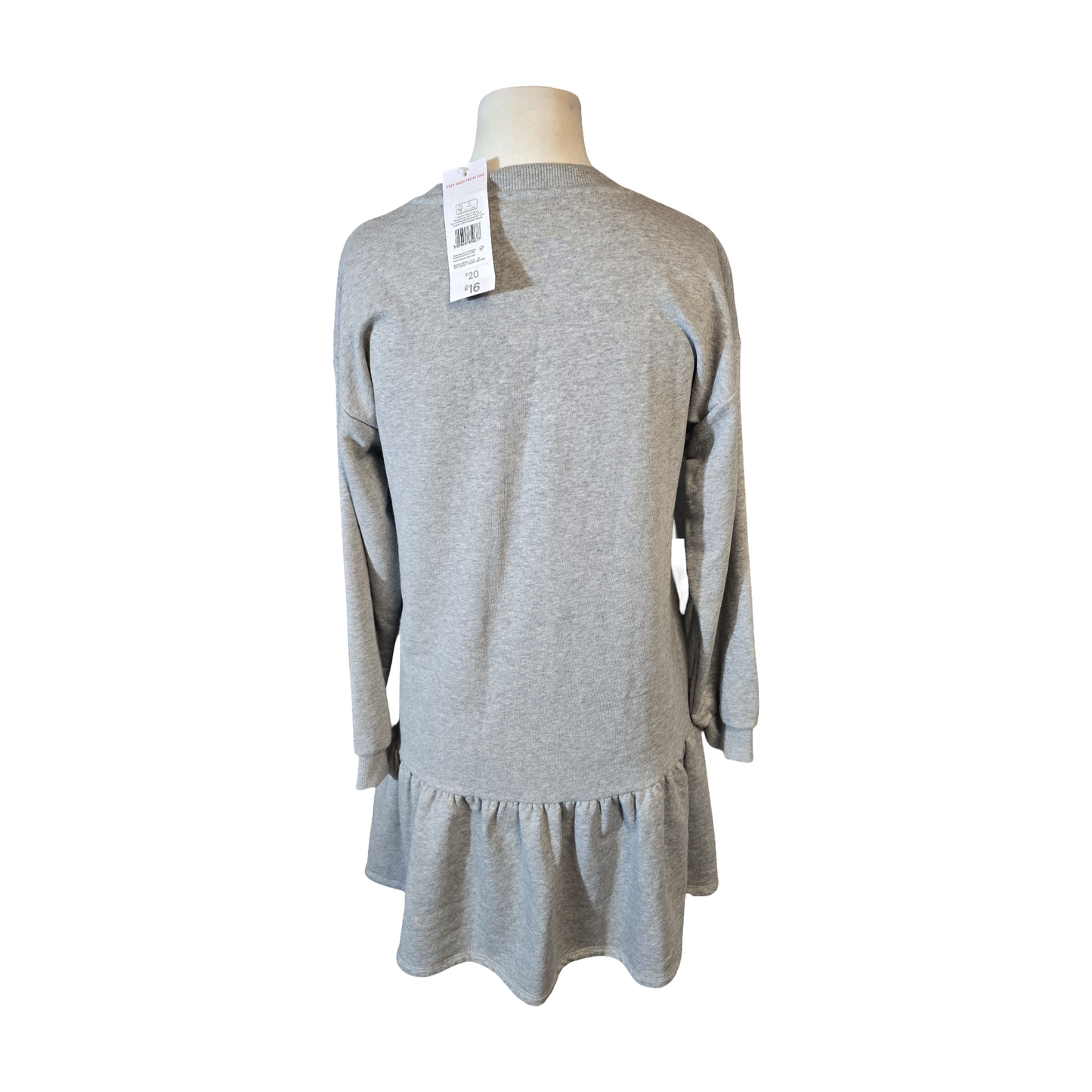 F&F Light Grey Oversized Jumper Dress – Size 8 – Long Sleeve – NWT