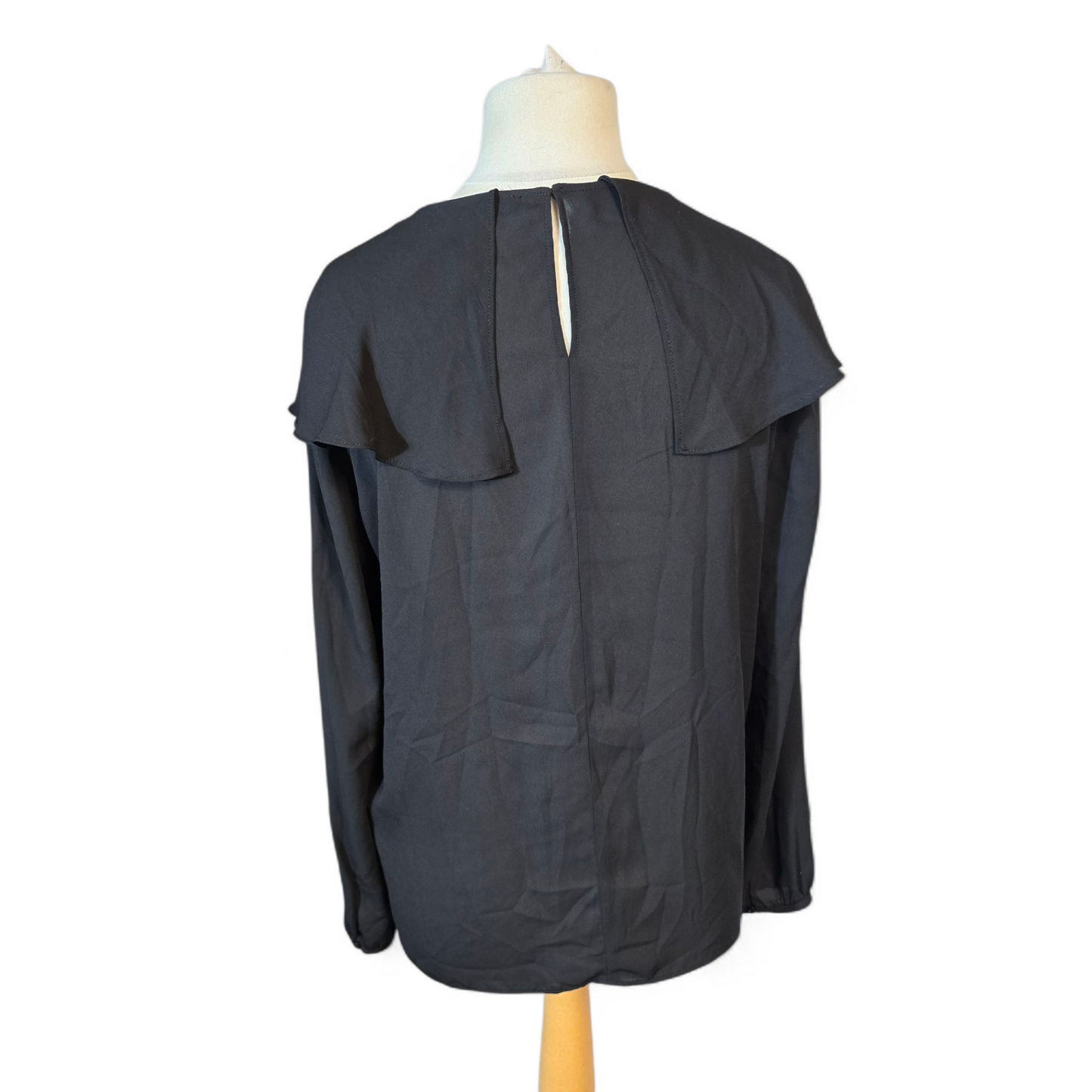 Zara Black Layered Floral Blouse – Size L (UK size 14) – Long Sleeve