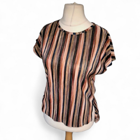 Per Una Multicolour Striped Top | UK size 8 | Relaxed Fit Blouse | Casual Chic | Side Slit Tee | Lightweight