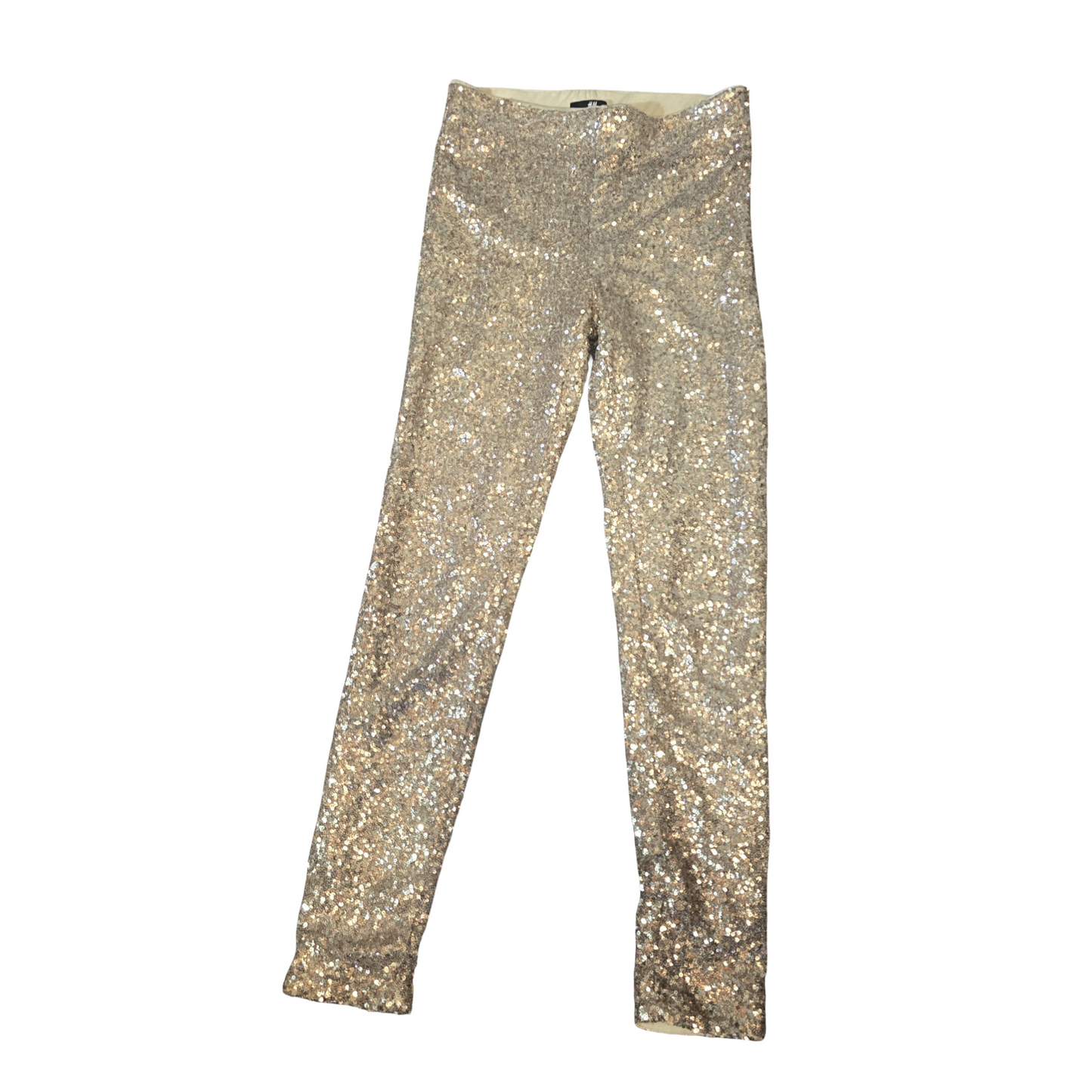 H&M Gold Sequin Skinny Leggings – Size 6