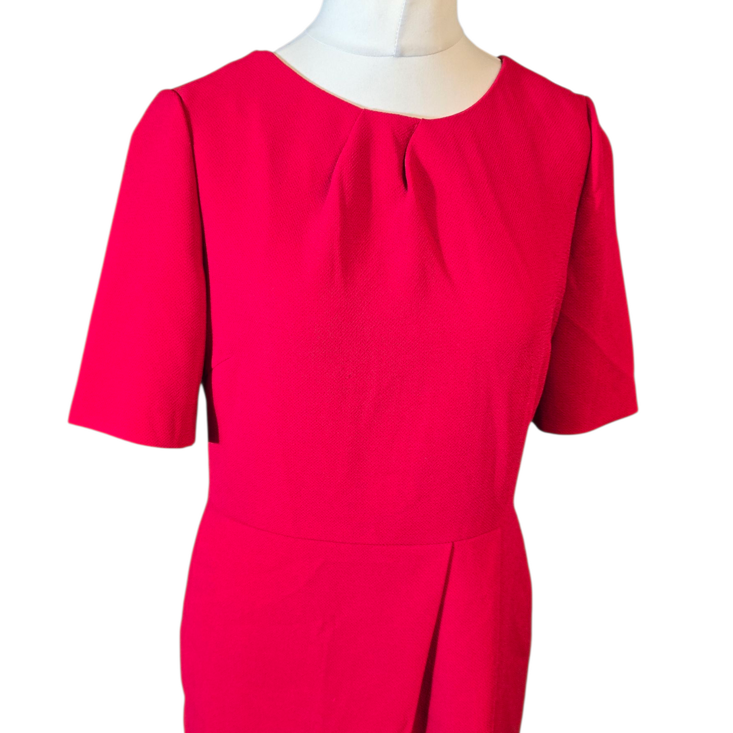 Laura Ashley Red Midi Dress – Size 14 – Lined, Zip Back, Classic Elegance