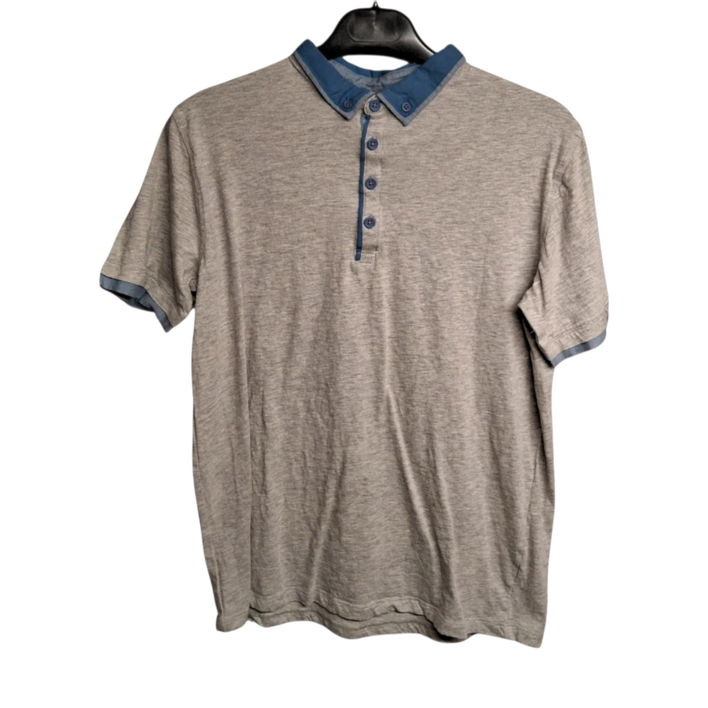 BHS Boys Grey & Blue Polo Shirt – Age 14-15 Years – 100% Cotton