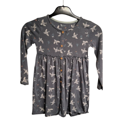 Tu Girls Navy Bird Print Dress – Age 4-5 Years – 100% Cotton