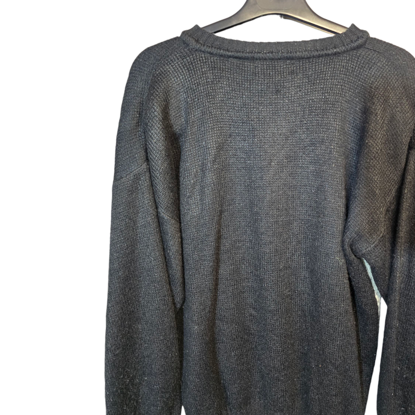 Vintage Hannah Grey & Black Cat Design Knitted Jumper – Oversized Fit