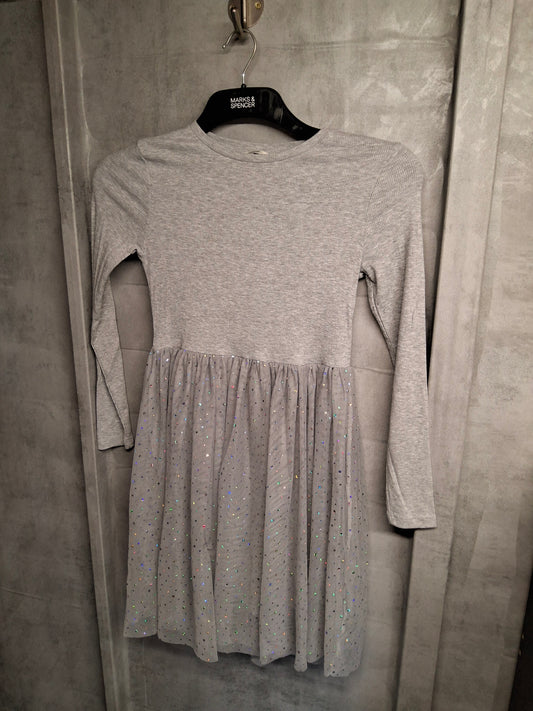 George Girls’ Grey Tulle Sequin Dress – Age 12–13 Years – Cotton & Polyester Party Outfit