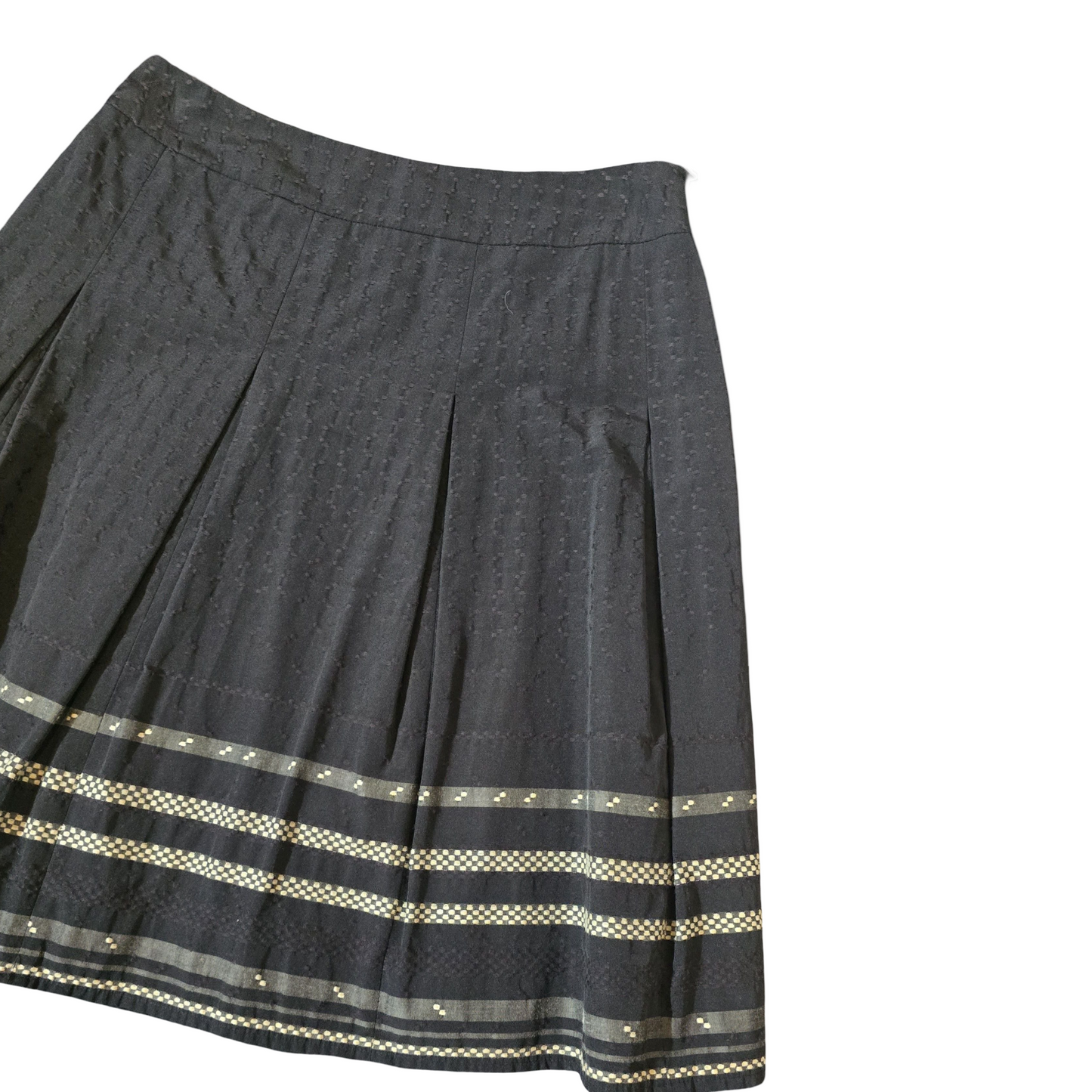 Planet Black & Beige Flared Midi Skirt | Size 12 | Lined | Elegant & Versatile
