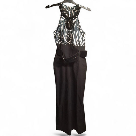 Julien Macdonald Black & White Halterneck Jumpsuit – Size 10