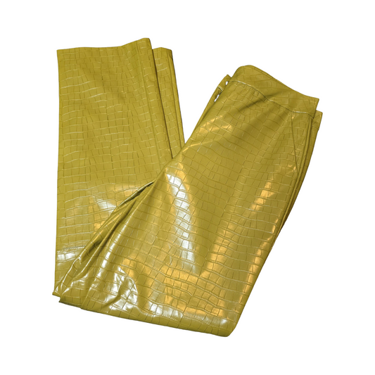 Primark Olive Green Croc-Effect Faux Leather Trousers Size 12  NWT