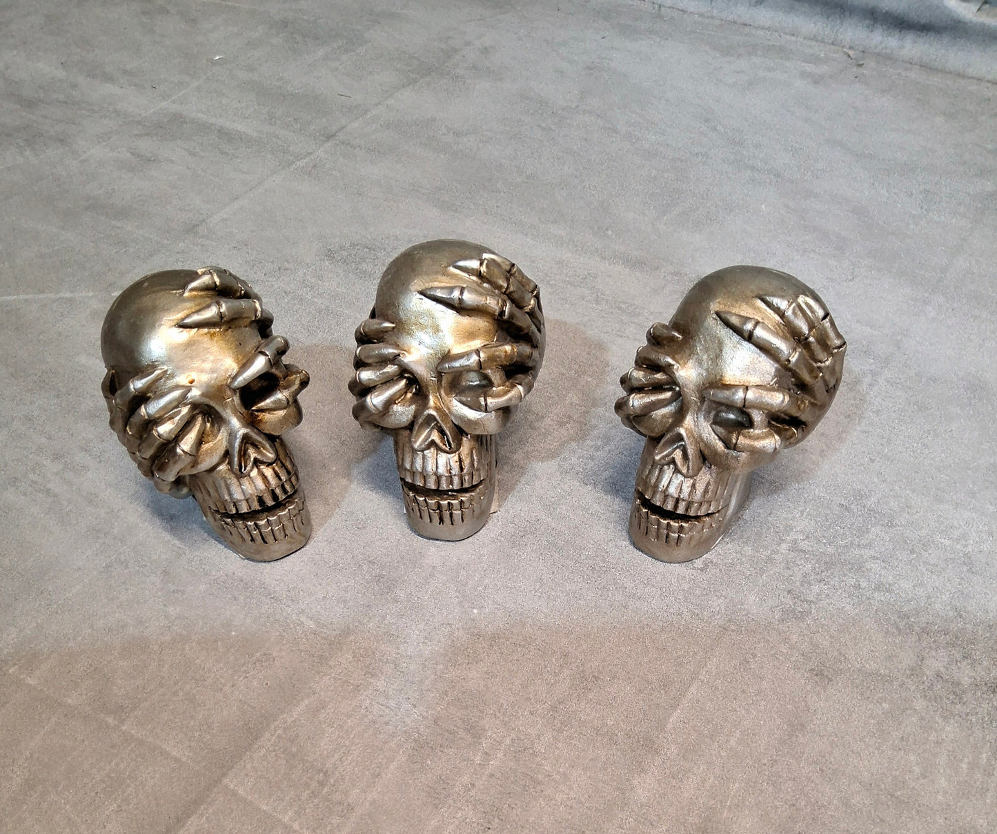 Set of 3 Halloween Skull Ornaments – ‘See No Evil’ Design – Lightweight Decor