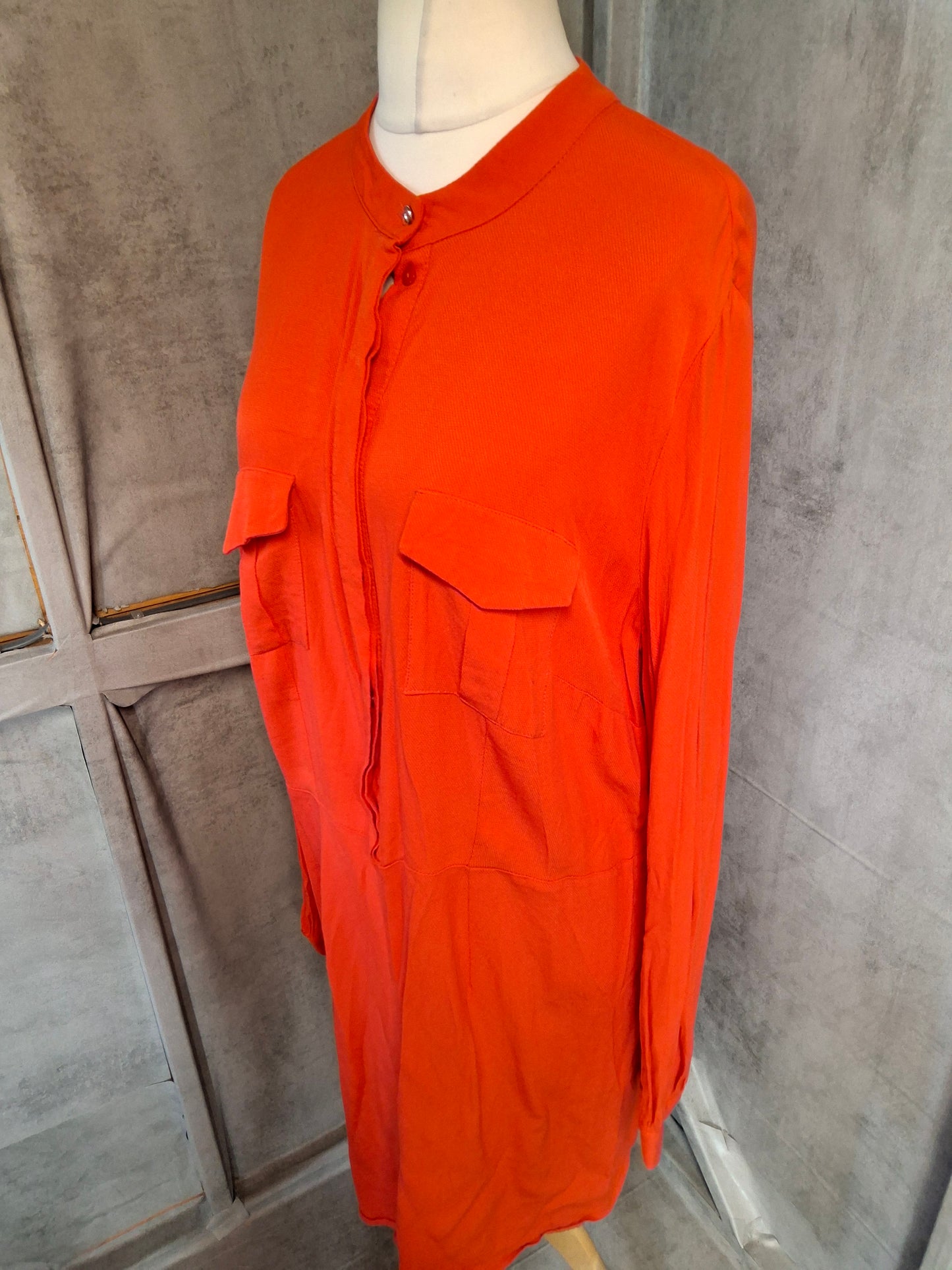 F&F Red Viscose Midi Shirtdress – Size 20 (Fits size 18/20)
