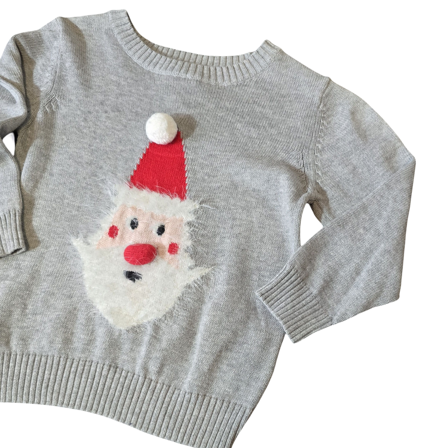M&S Grey Santa Jumper – 18–24 Months – 100% Cotton