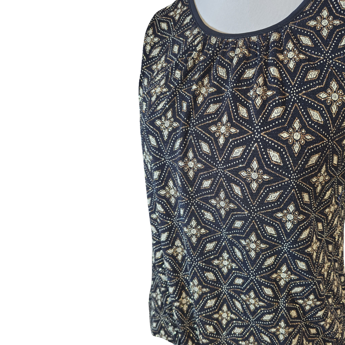 Quiz Black & Gold Glitter Sleeveless Top – Metallic Party Blouse – Size 10