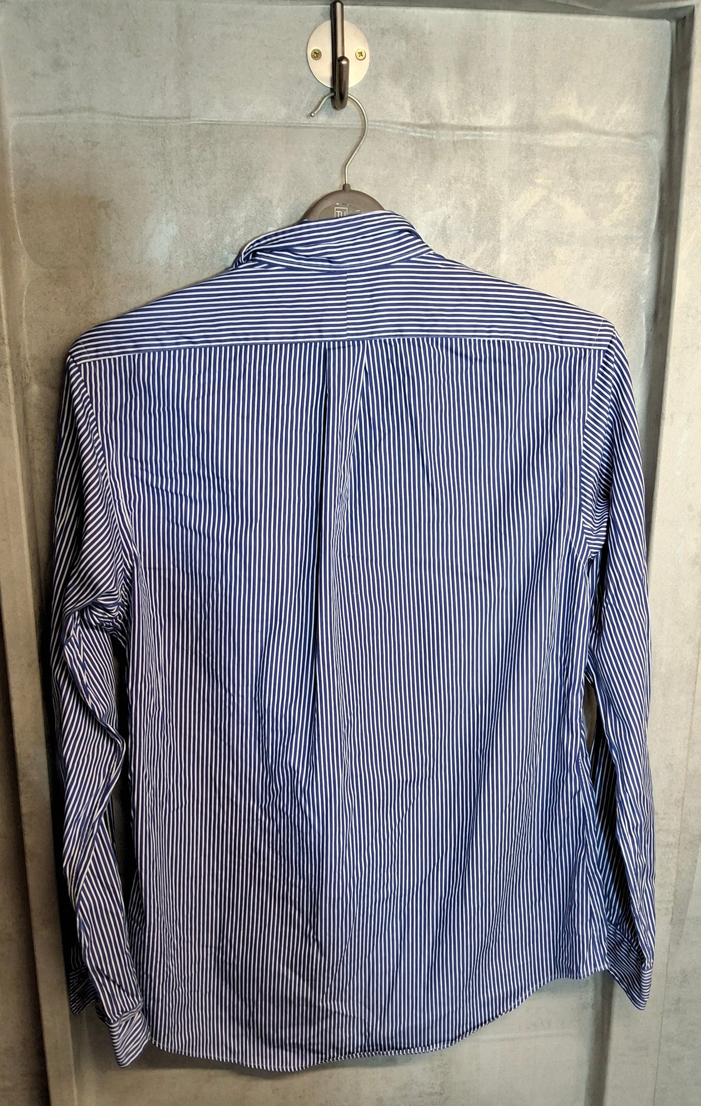 Ralph Lauren Polo Men’s Custom Fit Shirt – Blue & White Pinstripe – Size M – 100% Cotton