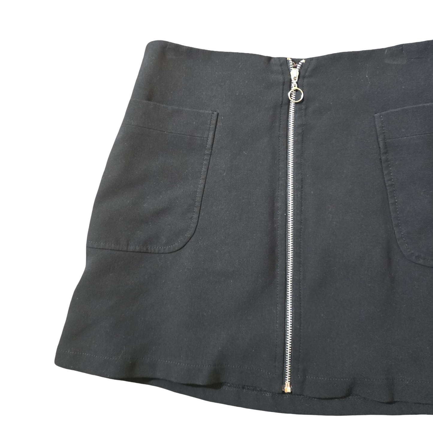 Miss Selfridge Black Mini Skirt – Size 10 – Zip Front & Pockets