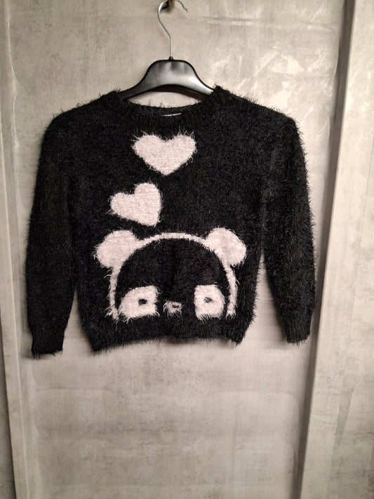 Matalan Girls Black Shaggy Jumper – Age 9 Years – Nylon & Acrylic
