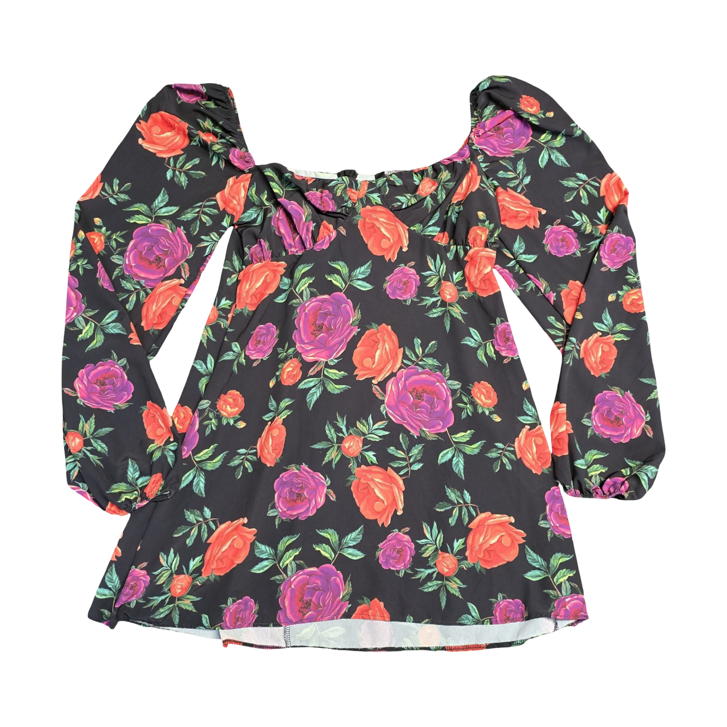 Missguided Black & Multicolour Floral Mini Dress Size 12 new 