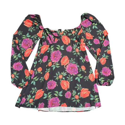 Missguided Black & Multicolour Floral Mini Dress Size 12 new 