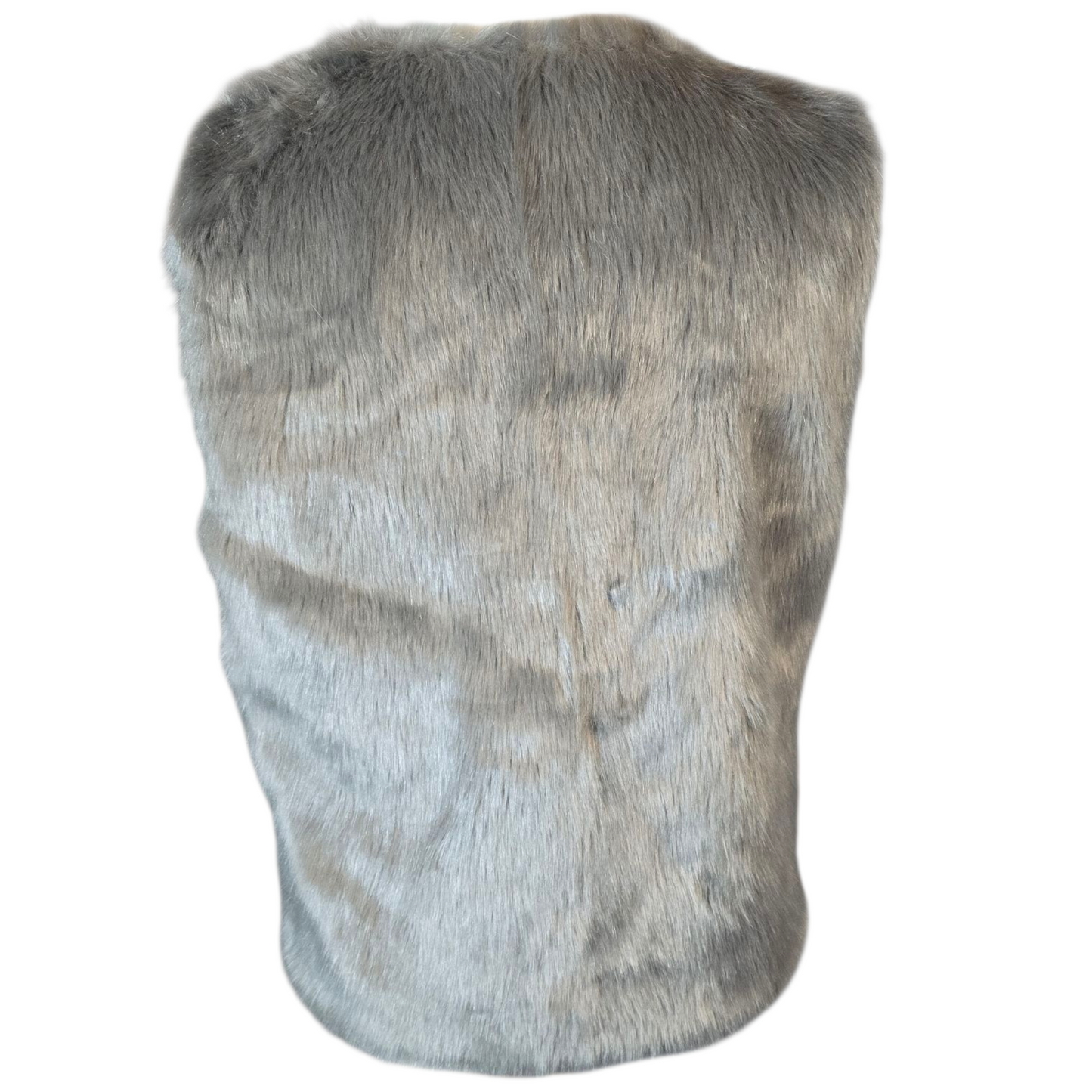 Oasis Grey Faux Fur Gilet – Size L (Size 12/14) – Soft Faux Fur Waistcoat with Pockets