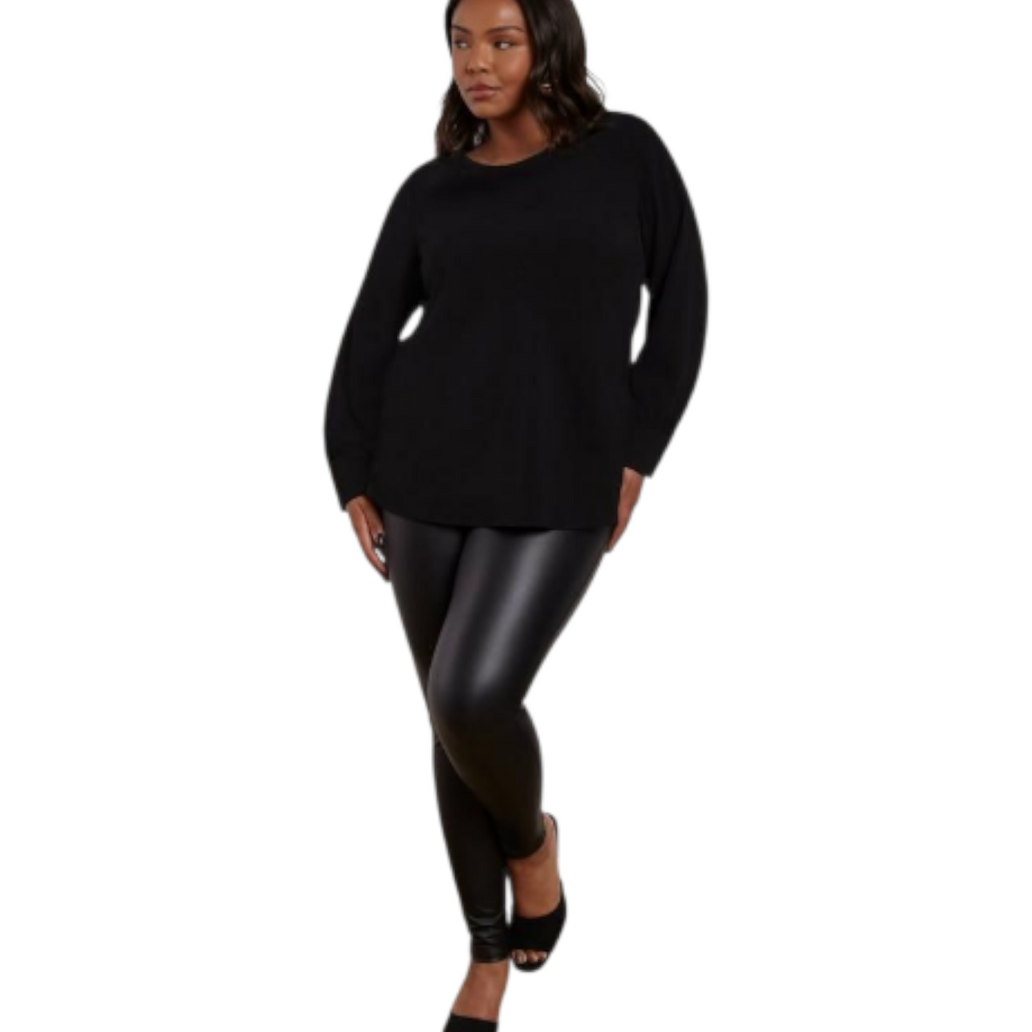 Live Unlimited Black PVC High-Waist Skinny Leggings – Size 28