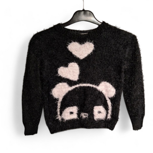 Matalan Girls Black Shaggy Jumper – Age 9 Years – Nylon & Acrylic