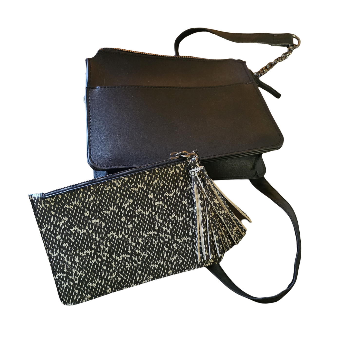 Primark Black Tassel Shoulder Bag – Adjustable Strap, Zip Close, Coin Purse, 22x18cm