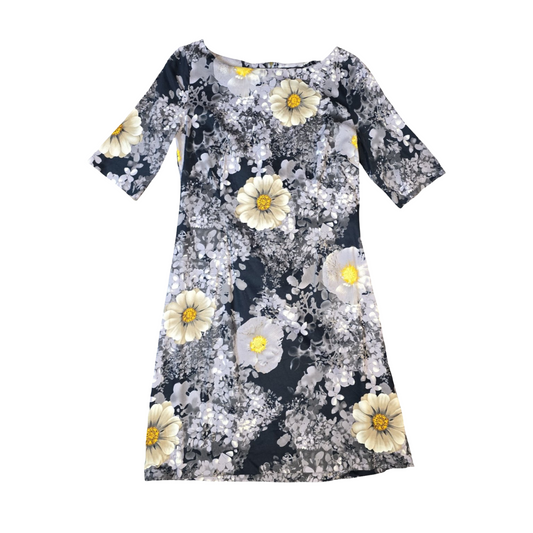 bcbgmaxazria Dress NavyGrey & Yellow Size M UK size 10 Floral Causal 