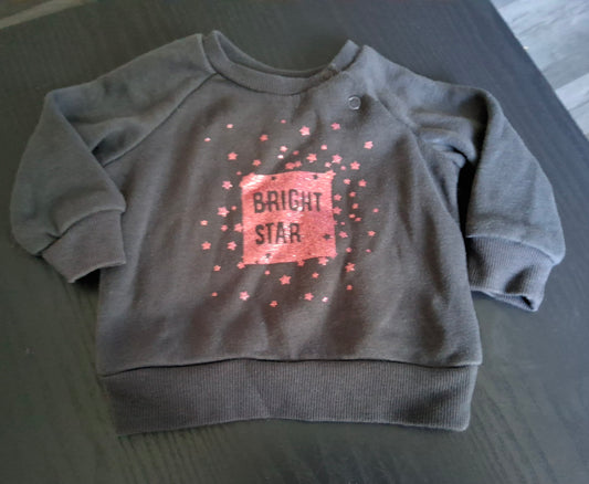 Primark Black & Pink Jumper – Girls 3–6 Months – Cotton & Polyester