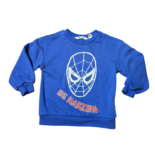 H&M Boys Spiderman Blue Jumper – Age 4-6 Years – Cotton Blend
