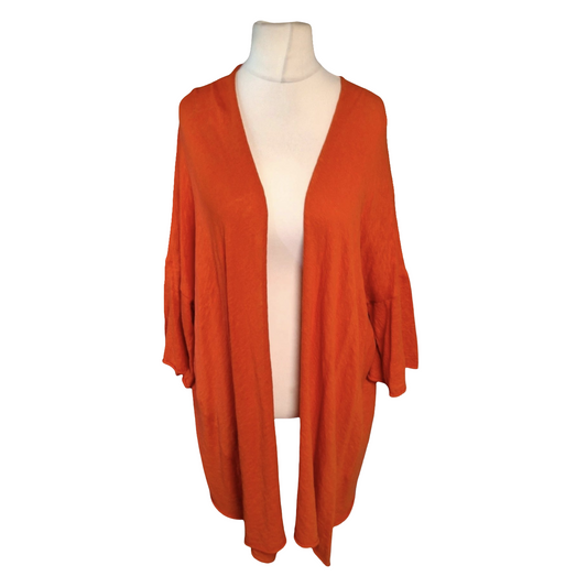 Zara Burnt Orange Oversized Midi Cardigan – Size S (UK size 8–12) – Bold Layering Essential