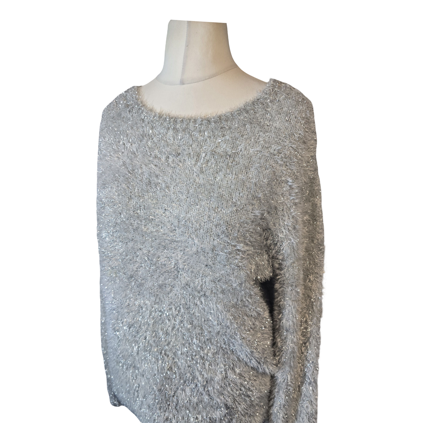George Silver Fluffy Jumper – Size 10 – Soft, Sparkly & Cosy