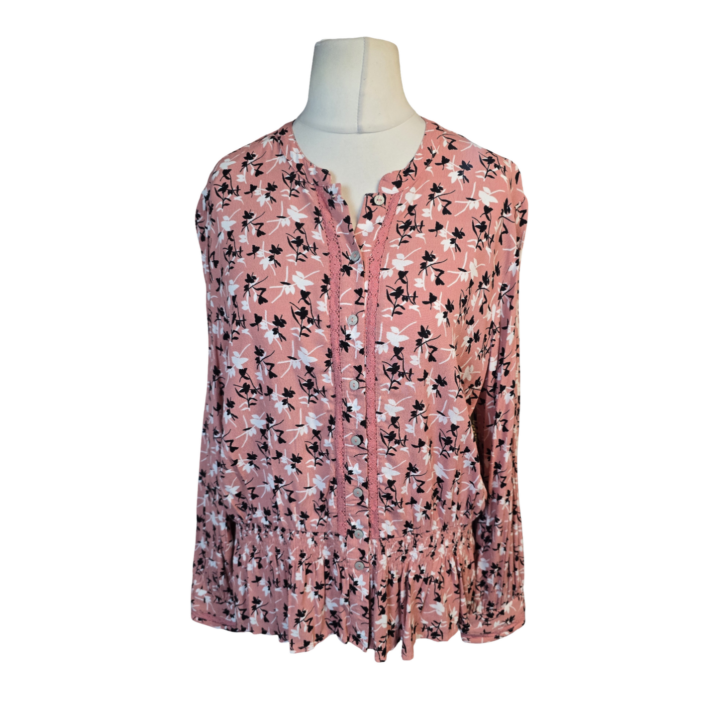 Marks & Spencer Blouse Pink Size 18 Everyday Floral Work