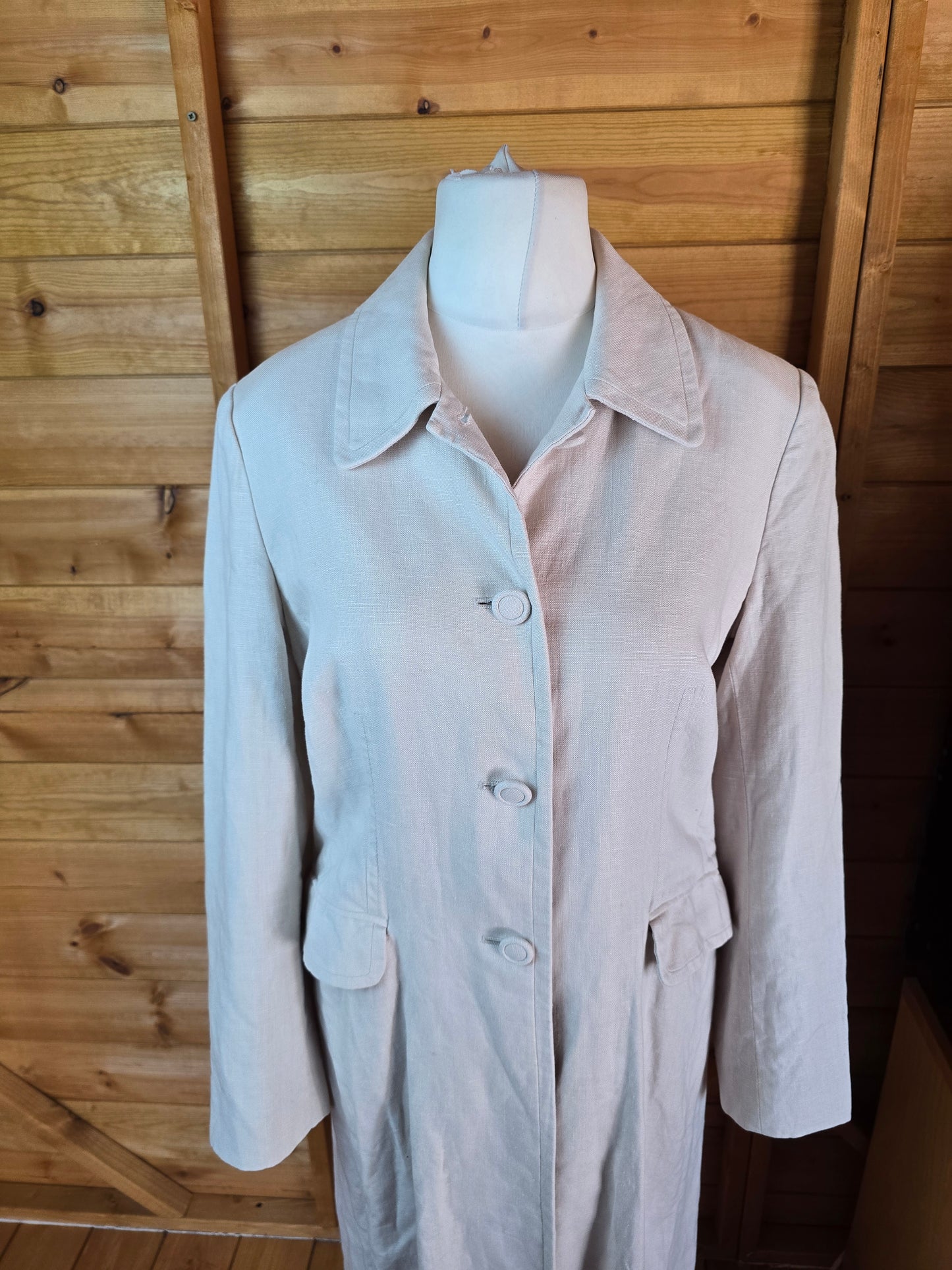 Per Una Cream 100% Linen Midi Jacket – Size 14