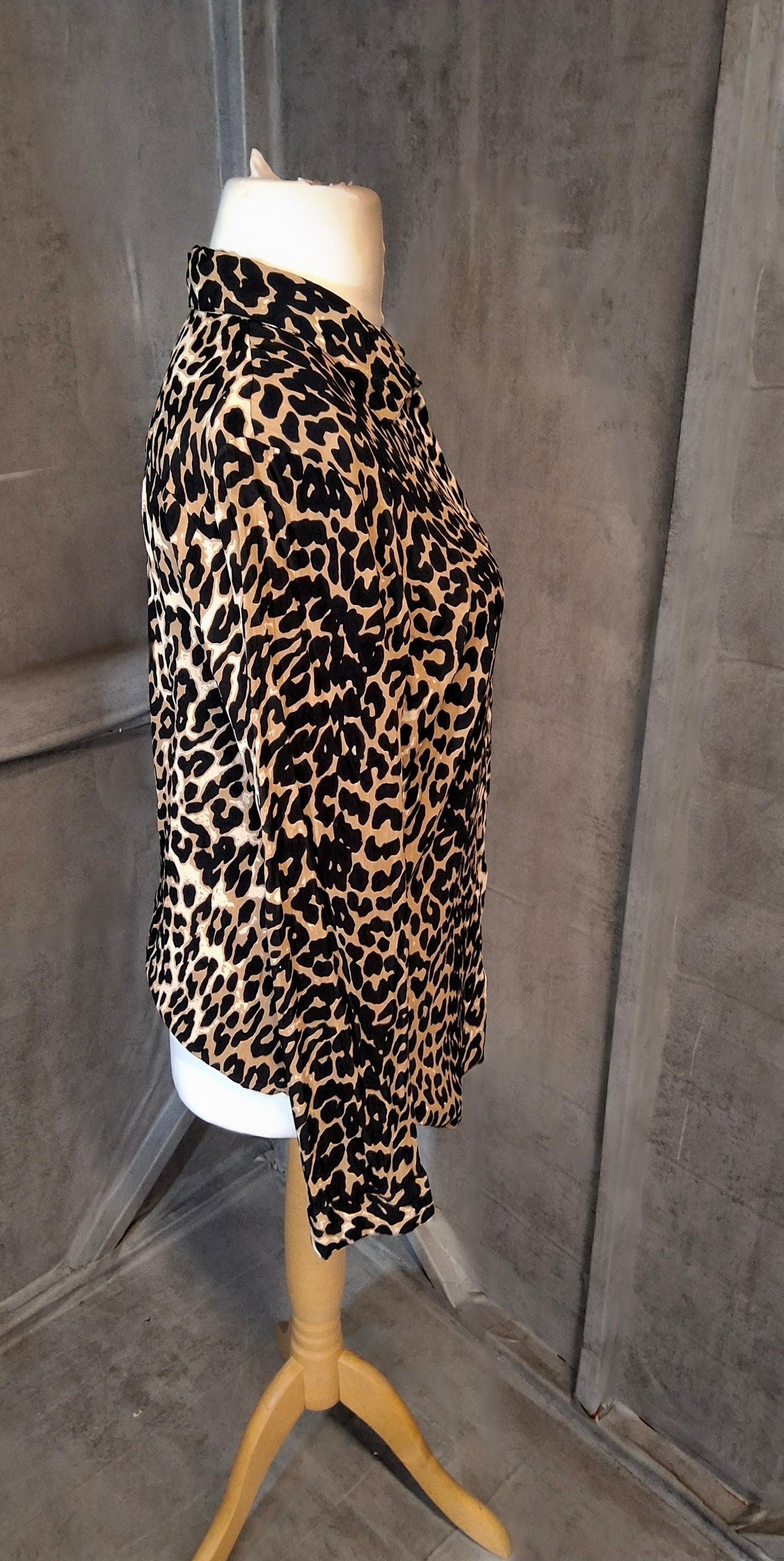 Sosander Brown & Black Leopard Print Shirt – Size 16 – 100% Viscose