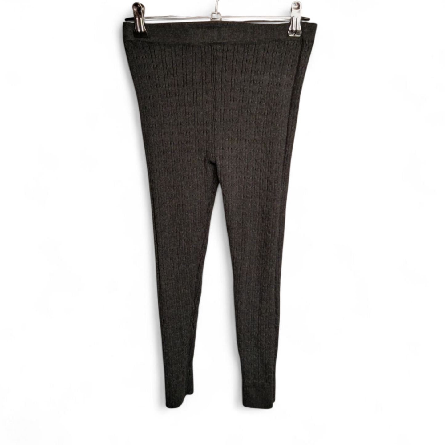 YD Grey Knit Leggings – Girls 8-9 Years – Cotton Blend Ribbed Trousers