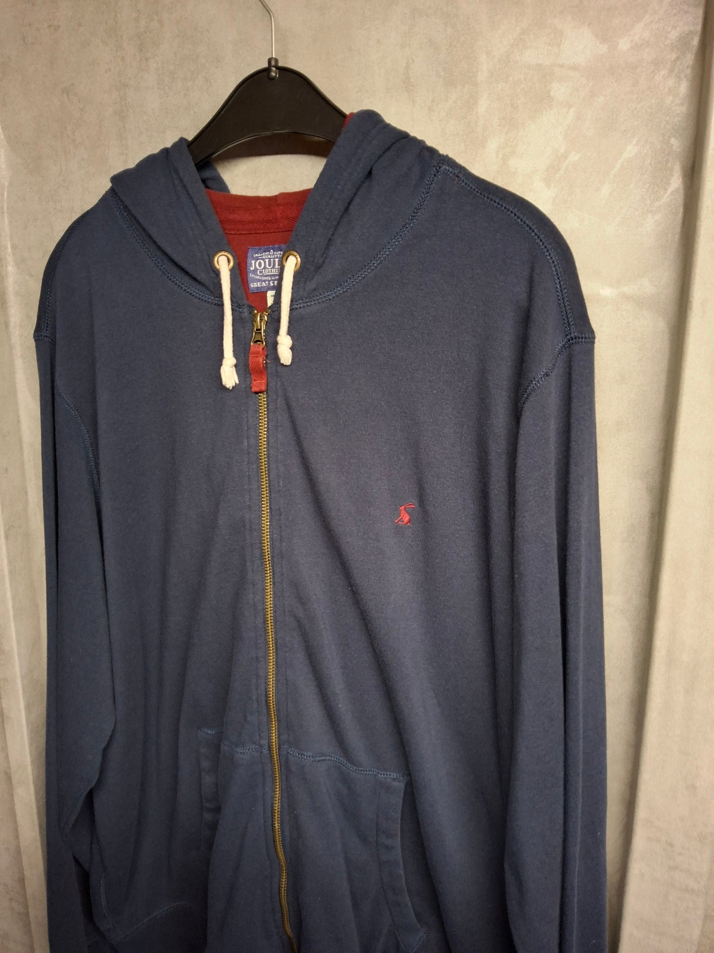Men’s Joules Navy & Burgundy Zip Up Hoodie – Size 2XL