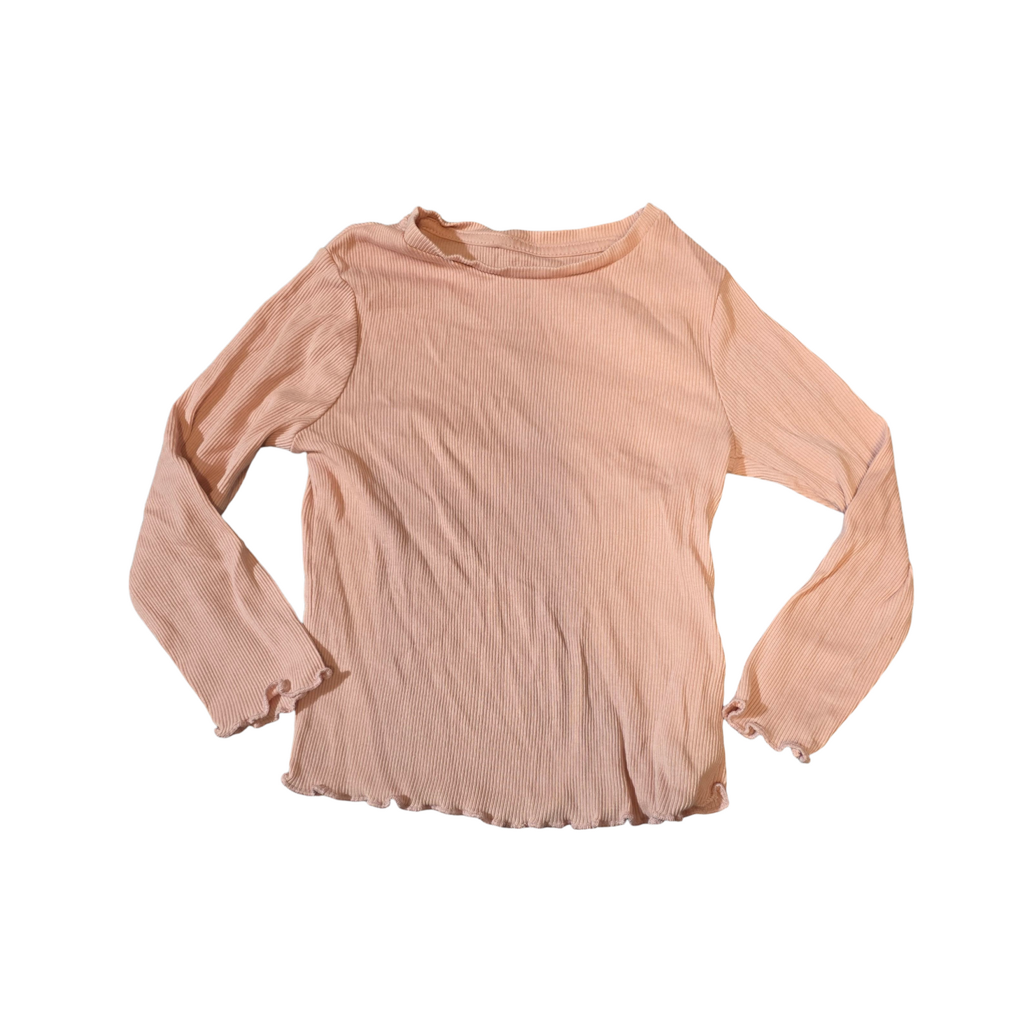 George Pink Ribbed Long Sleeve T-Shirt – Girls 2-3 Years – 97% Cotton