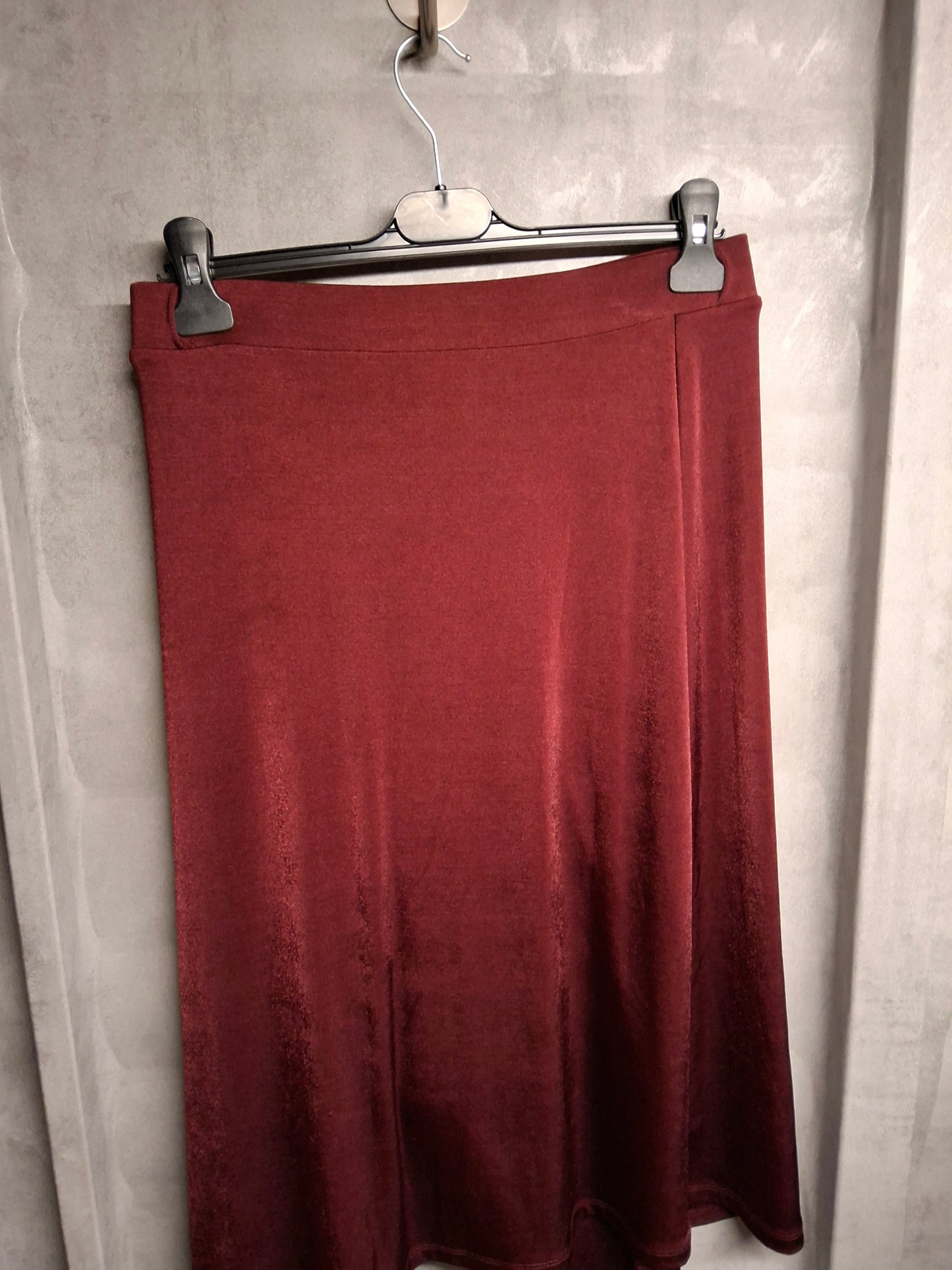 F&F Red Asymmetrical Skirt – Size 12 – Midi/Bodycon Style