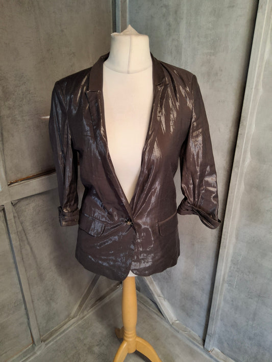 River Island L’Art Copper Brown Shiny Blazer – Size 8 – Late 90s / Early 00s