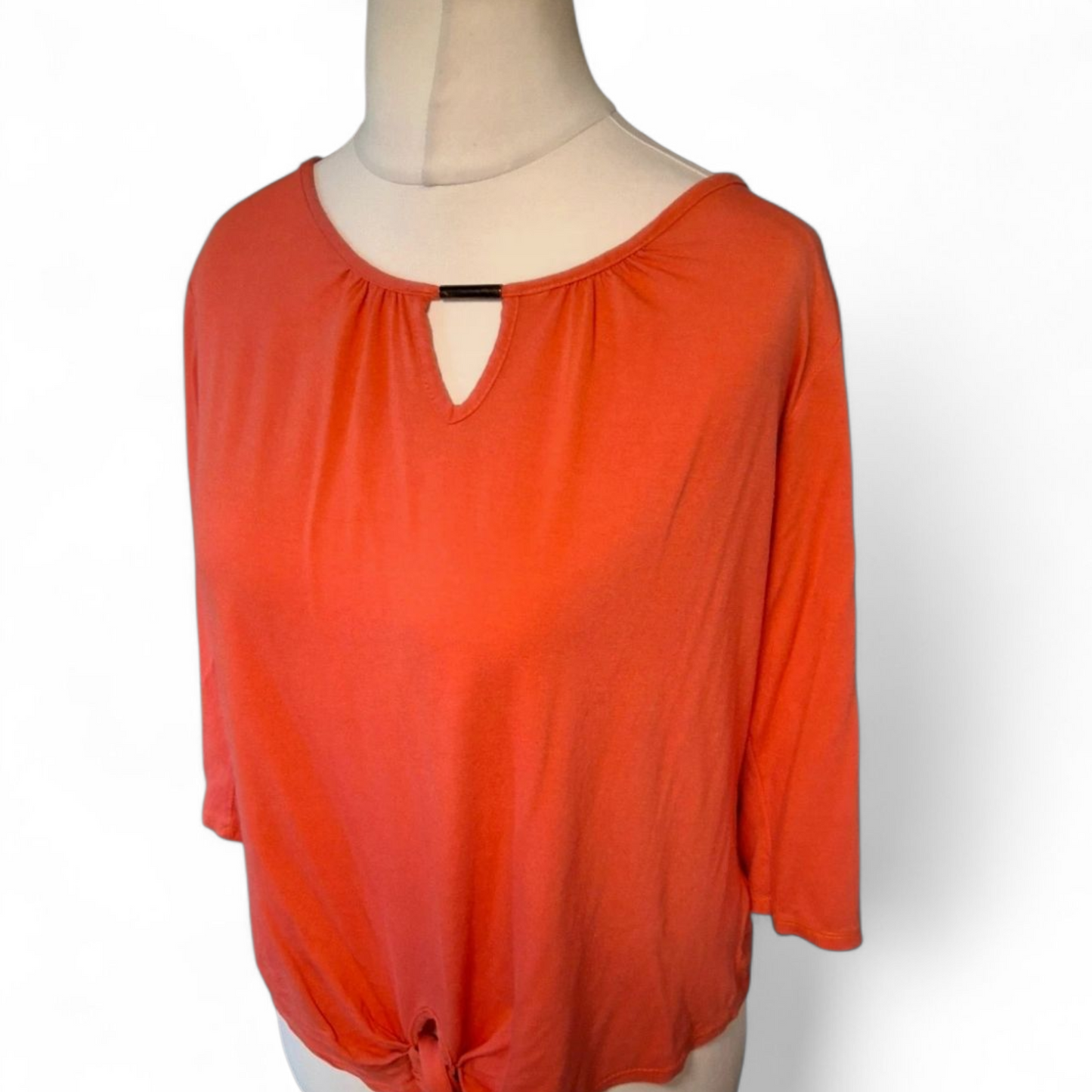 Wallis Orange-Red Tie Front Top – Size M (Fits size 10/12) – Viscose