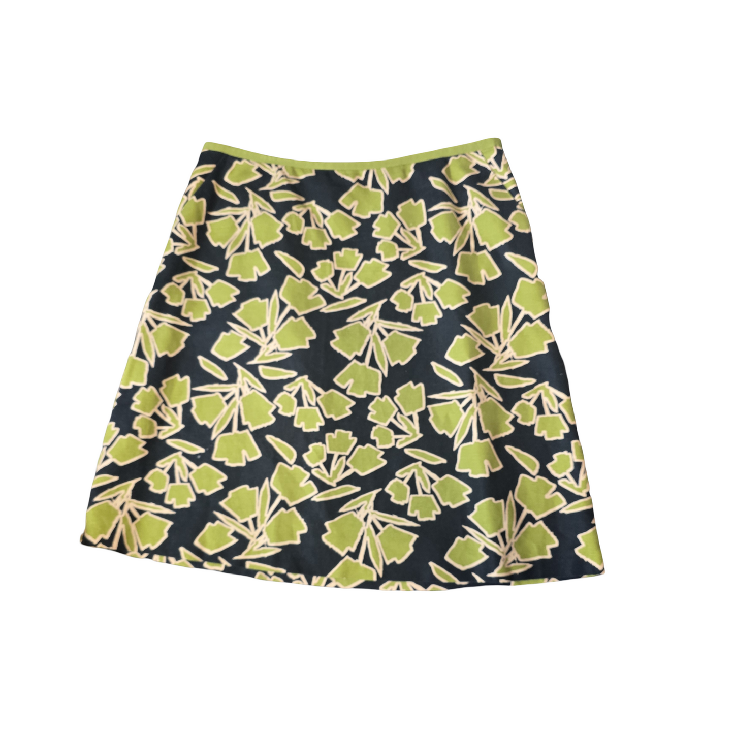 Laura Ashley Black & Green Floral Midi Skirt – Size 20 – Linen Blend