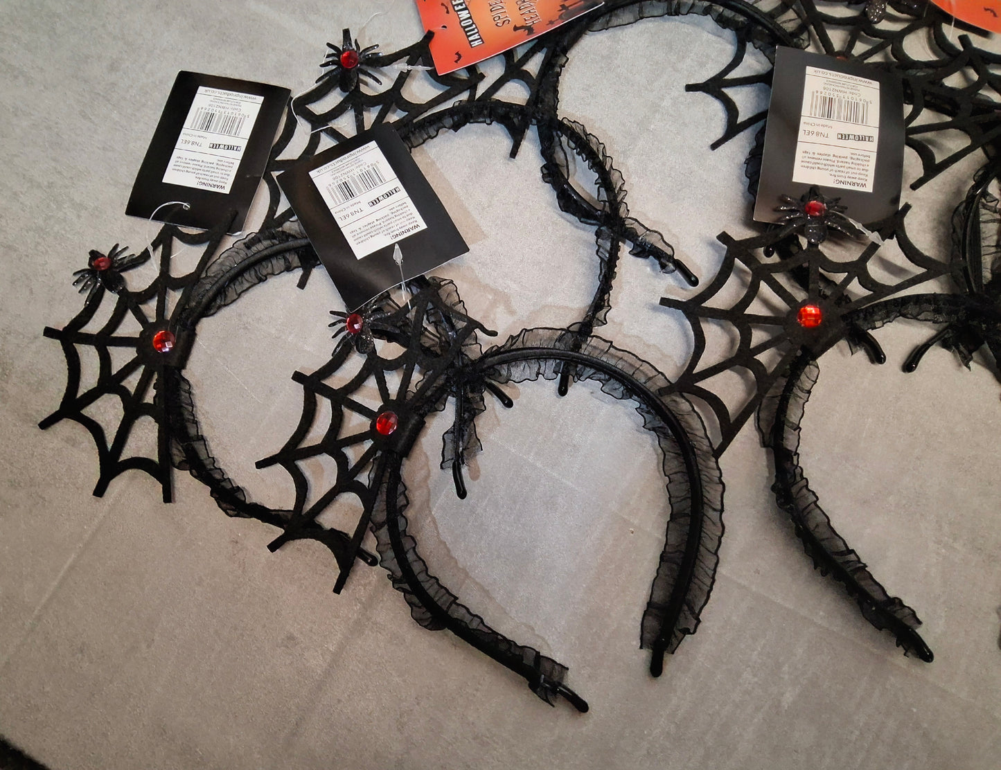 Bundle of 7 Halloween Spider Web Headbands – Black & Red – NWT Fancy Dress