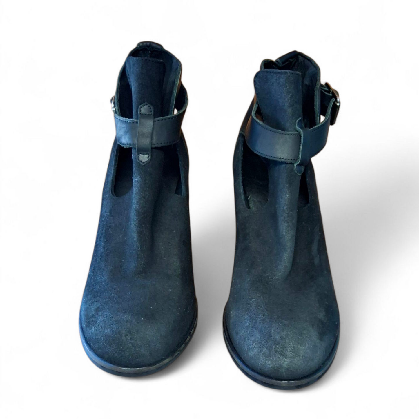 Office Black Block Heel Shoes – Cut Out Design, Buckle – UK 6 (EU 39)