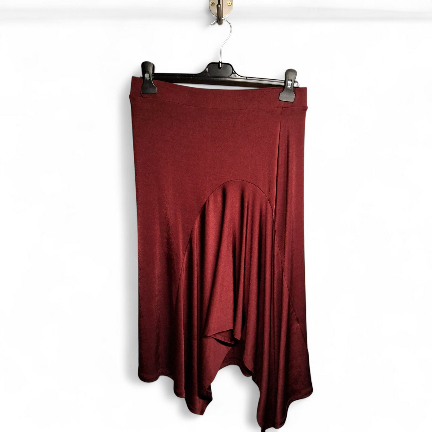 F&F Red Asymmetrical Skirt – Size 12 – Midi/Bodycon Style