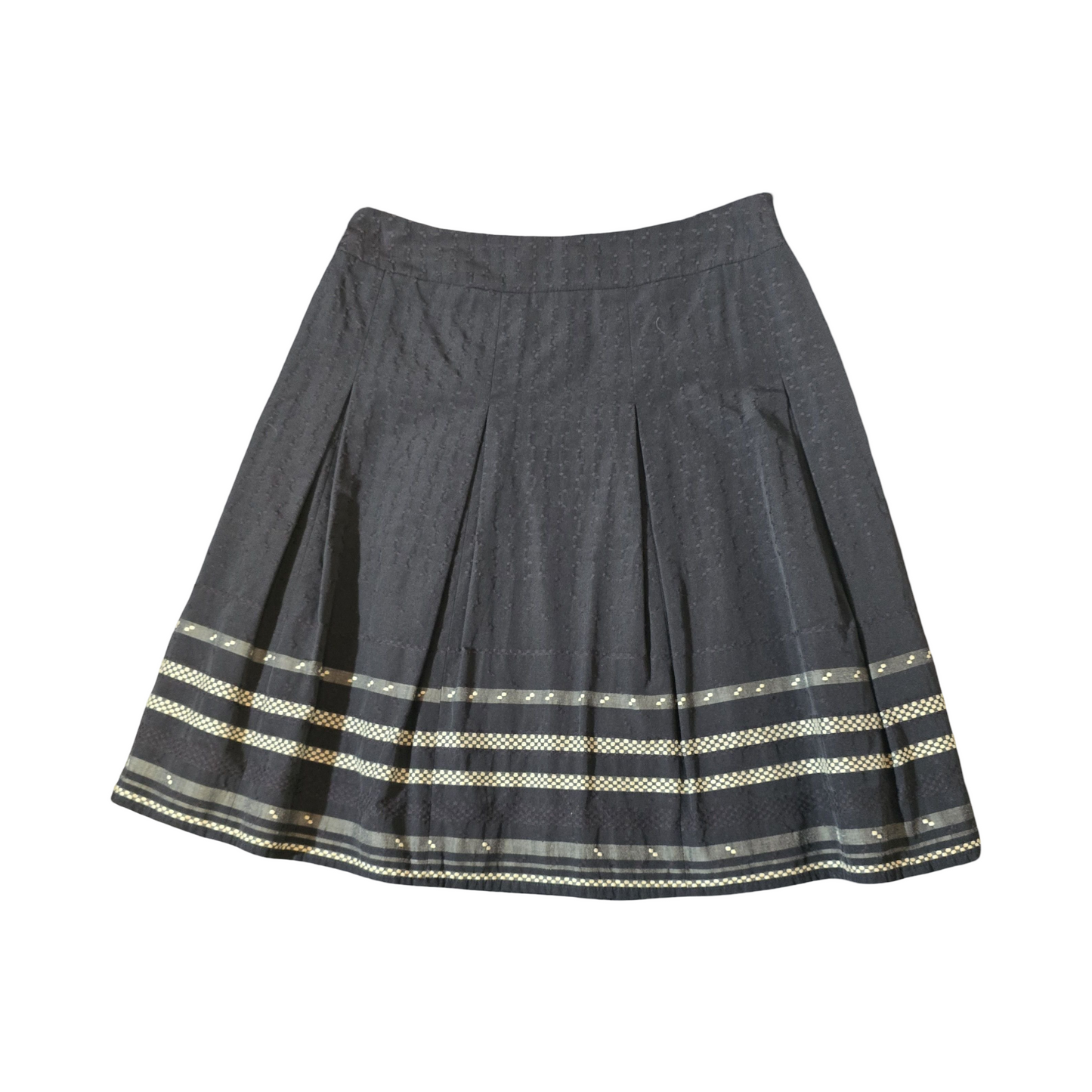 Planet Black & Beige Flared Midi Skirt | Size 12 | Lined | Elegant & Versatile