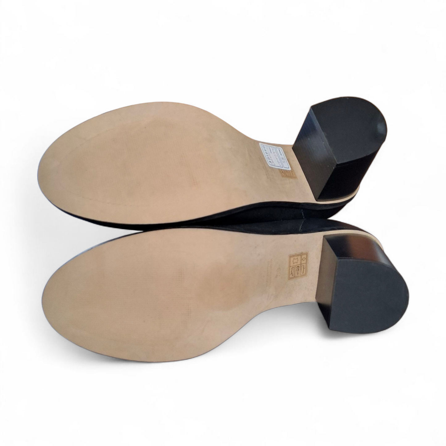 Office Black Block Heel Shoes – Cut Out Design, Buckle – UK 6 (EU 39)