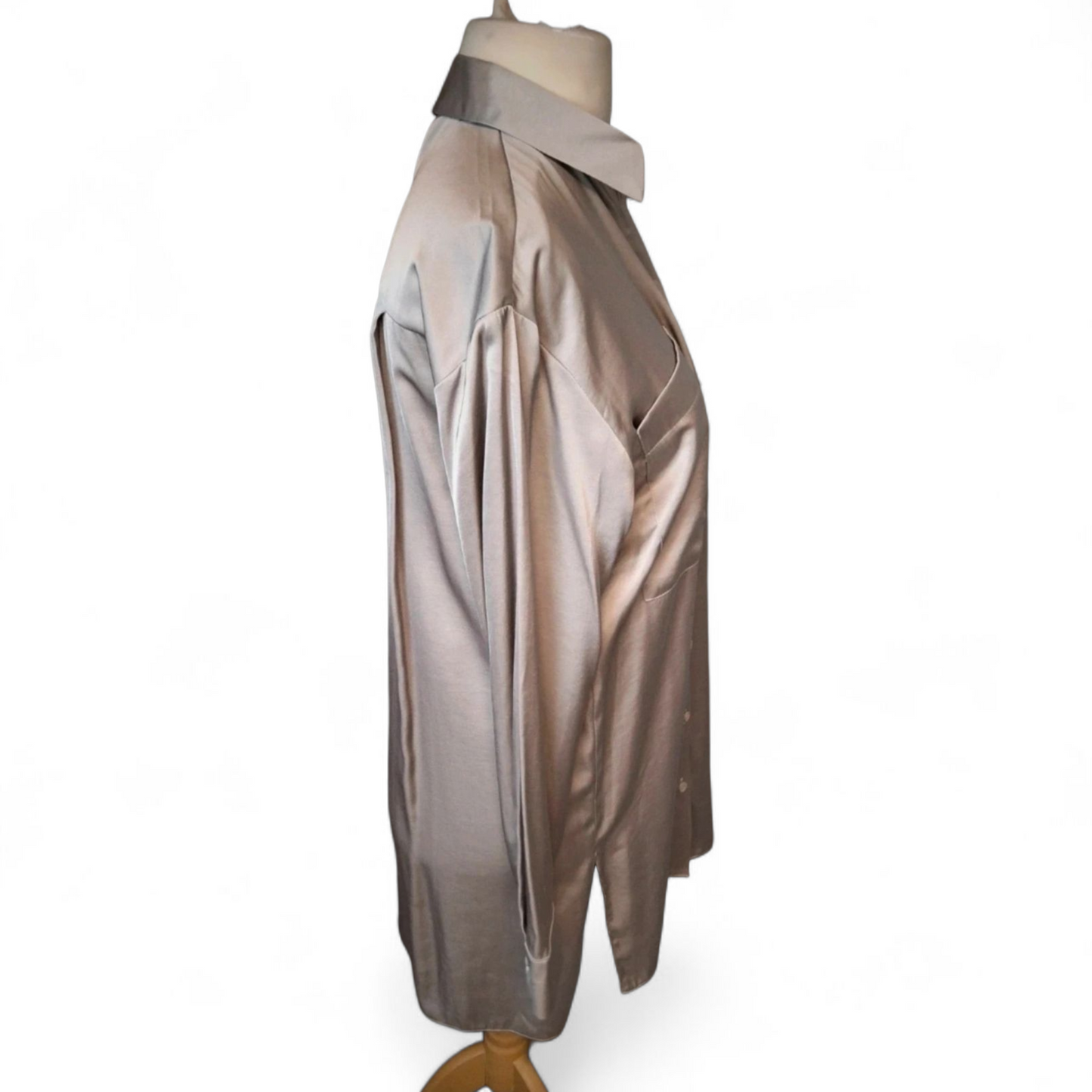 Primark Grey Silky Shirt | Long Sleeve | Size 12 | Smart Casual Workwear | New with Tags