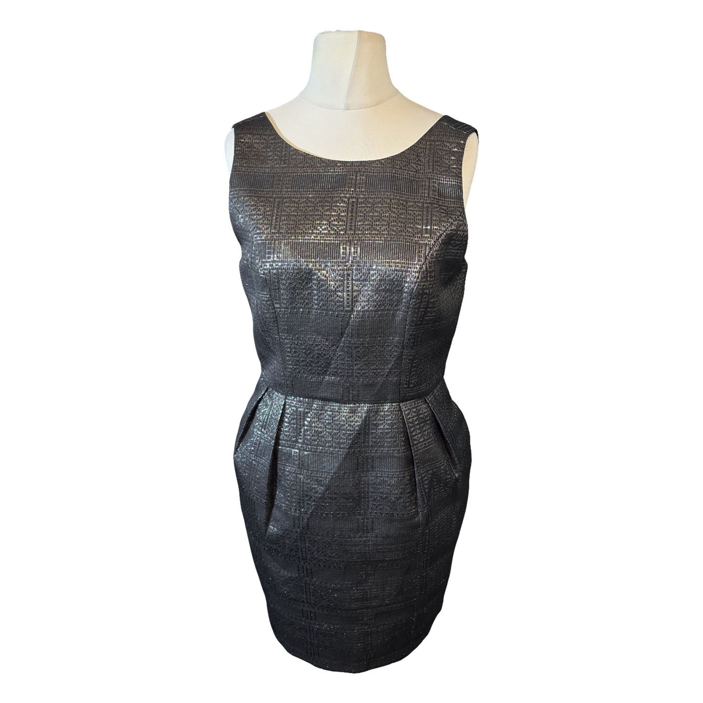 Darling London Black & Silver Patterned Dress – Size 12 (NWT)